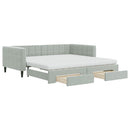 daybed med udtræk og skuffer 100x200 cm velour lysegrå