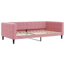daybed med udtræk og skuffer 100x200 cm velour lyserød