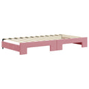 daybed med udtræk og skuffer 100x200 cm velour lyserød