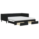daybed med udtræk og skuffer 100x200 cm velour sort