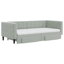 daybed med udtræk og skuffer 90x190 cm velour lysegrå