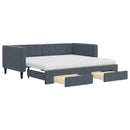daybed med udtræk og skuffer 90x190 cm velour mørkegrå