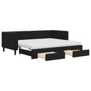 daybed med udtræk og skuffer 90x190 cm velour sort