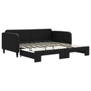 daybed med udtræk 90x190 cm stof sort