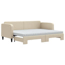 daybed med udtræk og madras 80x200 cm stof cremefarvet