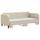 daybed med udtræk og madras 80x200 cm stof cremefarvet