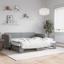 daybed med udtræk og madras 90x200 cm stof lysegrå