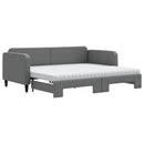 daybed med udtræk og madras 90x200 cm stof mørkegrå