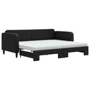 daybed med udtræk og madras 90x200 cm stof sort