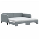 daybed med udtræk og madras 100x200 cm stof lysegrå