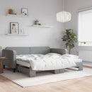 daybed med udtræk og madras 100x200 cm stof lysegrå