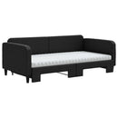 daybed med udtræk og madras 100x200 cm stof sort