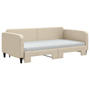 daybed med udtræk og madras 100x200 cm stof cremefarvet