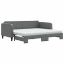 daybed med udtræk og madras 90x190 cm stof mørkegrå