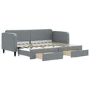 daybed med udtræk og skuffer 80x200 cm stof lysegrå