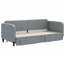 daybed med udtræk og skuffer 80x200 cm stof lysegrå