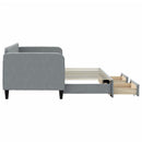 daybed med udtræk og skuffer 80x200 cm stof lysegrå