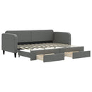 daybed med udtræk og skuffer 80x200 cm stof mørkegrå