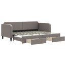 daybed med udtræk og skuffer 80x200 cm stof gråbrun