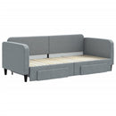 daybed med udtræk og skuffer 90x200 cm stof lysegrå