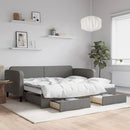 daybed med udtræk og skuffer 90x200 cm stof mørkegrå
