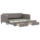 daybed med udtræk og skuffer 90x200 cm stof gråbrun