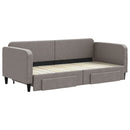 daybed med udtræk og skuffer 90x200 cm stof gråbrun