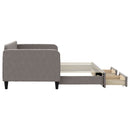 daybed med udtræk og skuffer 90x200 cm stof gråbrun