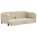 daybed med udtræk og skuffer 90x200 cm stof cremefarvet