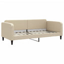 daybed med udtræk og skuffer 90x200 cm stof cremefarvet