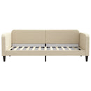 daybed med udtræk og skuffer 90x200 cm stof cremefarvet