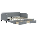 daybed med udtræk og skuffer 100x200 cm stof lysegrå