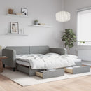 daybed med udtræk og skuffer 100x200 cm stof lysegrå