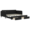 daybed med udtræk og skuffer 100x200 cm stof sort