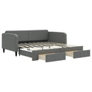 daybed med udtræk og skuffer 90x190 cm stof mørkegrå