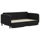 daybed med udtræk og skuffer 90x190 cm stof sort