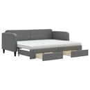 daybed med udtræk og skuffer 80x200 cm stof mørkegrå