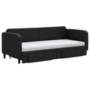 daybed med udtræk og skuffer 80x200 cm stof sort