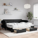 daybed med udtræk og skuffer 80x200 cm stof sort