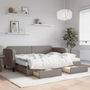daybed med udtræk og skuffer 80x200 cm stof gråbrun