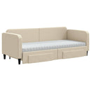 daybed med udtræk og skuffer 80x200 cm stof cremefarvet