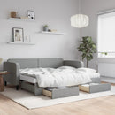 daybed med udtræk og skuffer 90x200 cm stof lysegrå