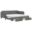 daybed med udtræk og skuffer 90x200 cm stof mørkegrå
