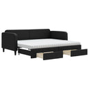 daybed med udtræk og skuffer 80x200 cm stof sort