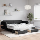 daybed med udtræk og skuffer 80x200 cm stof sort