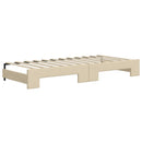 daybed med udtræk og skuffer 90x200 cm stof cremefarvet