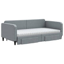 daybed med udtræk og skuffer 100x200 cm stof lysegrå
