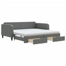 daybed med udtræk og skuffer 100x200 cm stof mørkegrå