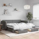 daybed med udtræk og skuffer 100x200 cm stof mørkegrå