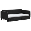 daybed med udtræk og skuffer 100x200 cm stof sort